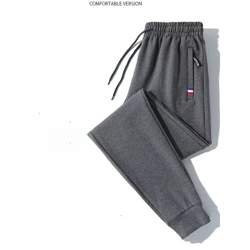 Spring and autumn new solid color sports pants loose straight tube brand large size men's casual pants nine quarterback pants