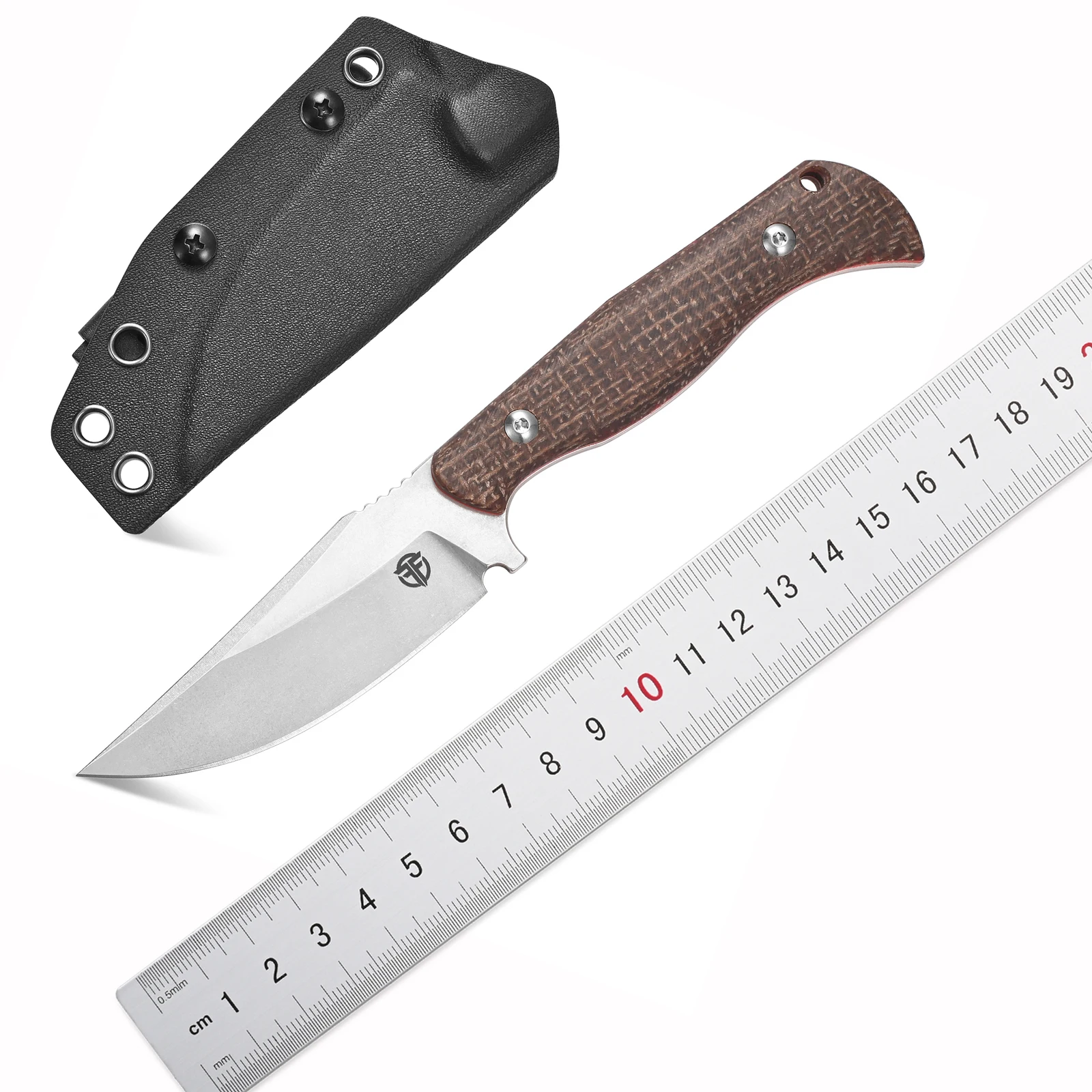 FF131 Fixed Blade Knife Black Stonewash VG10 Blade Carbon Fiber Handle Full Tang Knife with Sheath for Camping Hunting