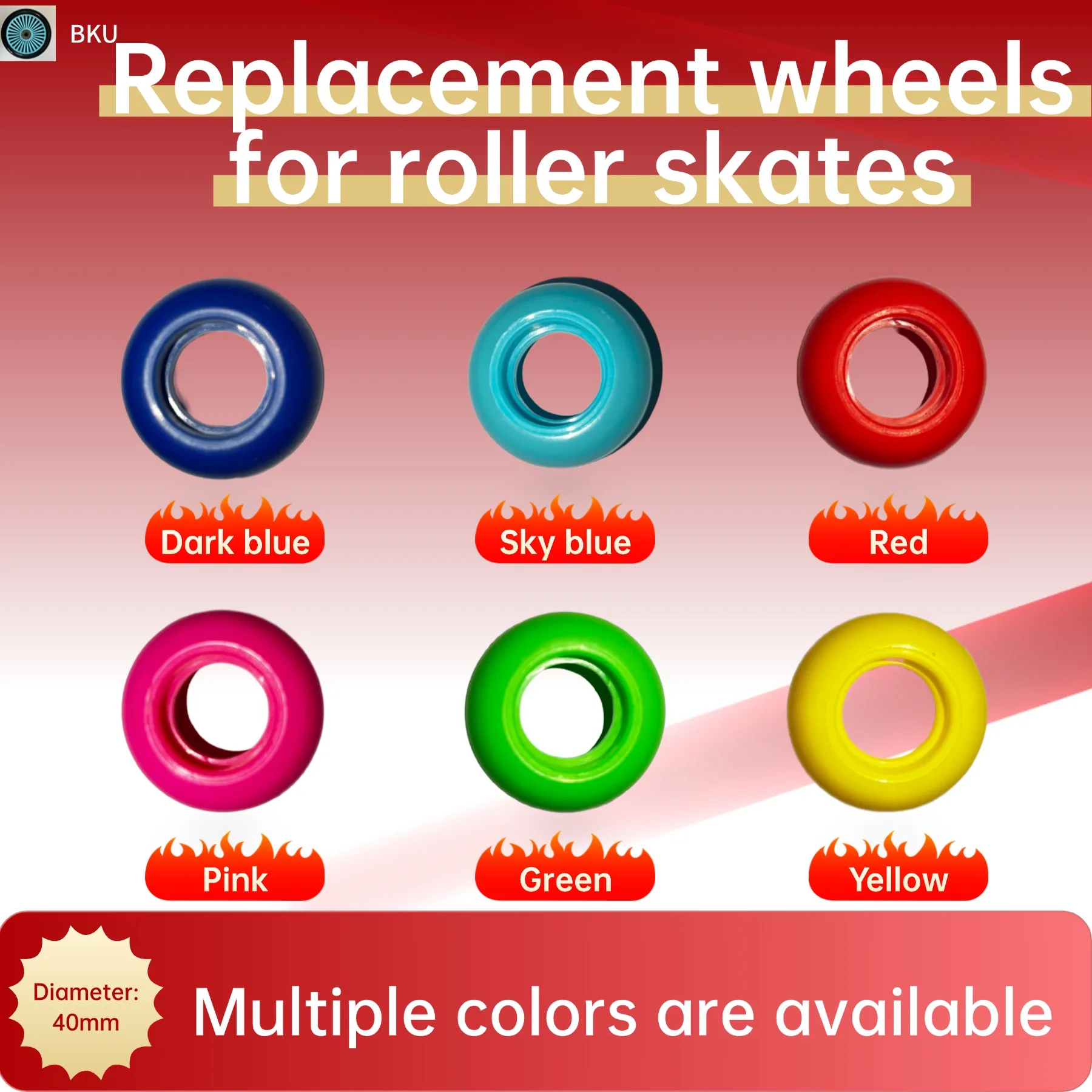 

4 Pieces/Pack PU Wheels (Diameter 40mm, Thickness 18mm) for Freestyle Inline Skates, Children's Swing Cars, Luggage Cases, etc.
