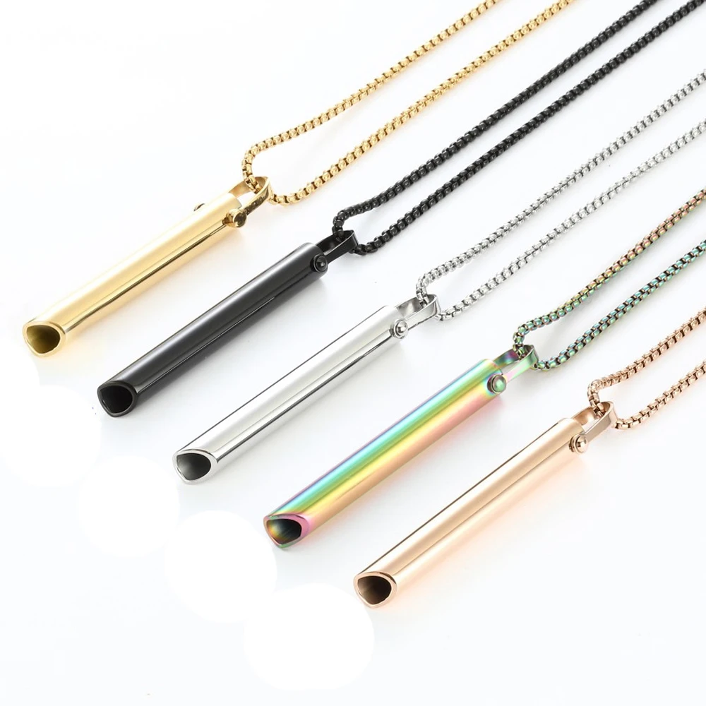 Anxiété Respirer Collier facile Mindfulness Respiration Collier Breathlace Pendentif en acier inoxydable pour calme naturel et soulagement du stress