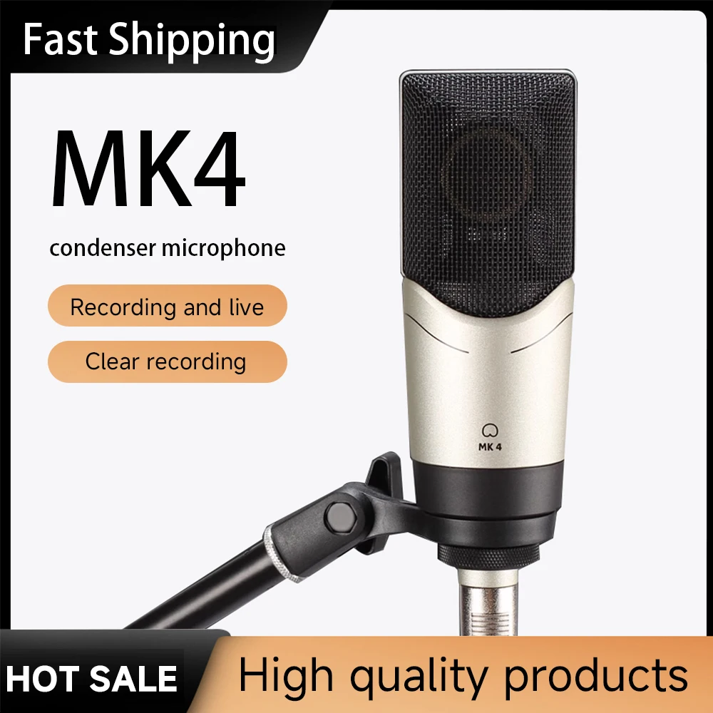 MK4 Cardioid Condenser Professional Microphone for Project/Home Studio Applications Mic For Recording Gaming Live Singing