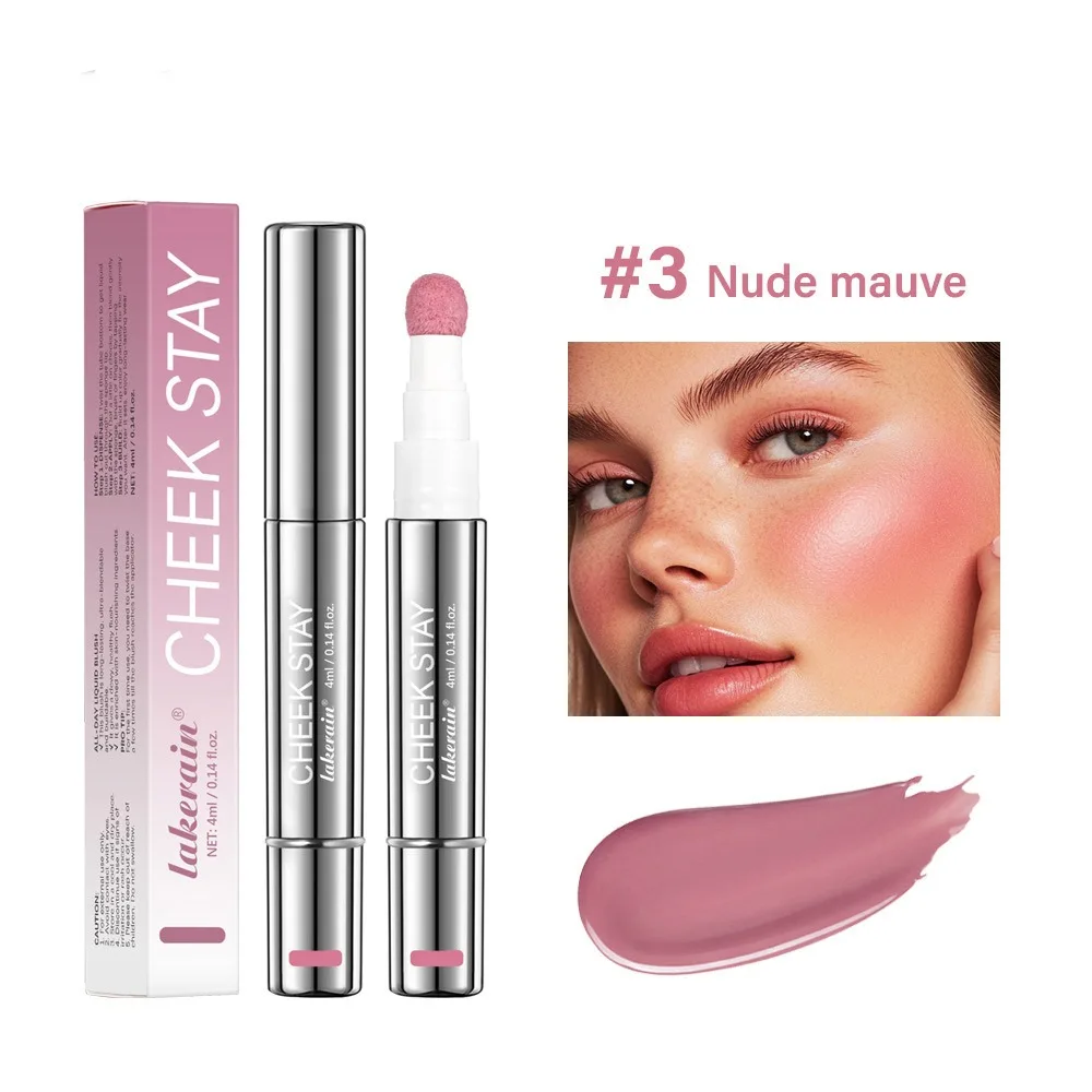 قلم أحمر خدود سائل مقاوم للماء 6 ألوان، قلم أحمر خدود طبيعي سريع الجفاف، عصا أحمر خدود نابضة بالحياة مقاومة للعرق، مكياج أحمر خدود غير لامع #1