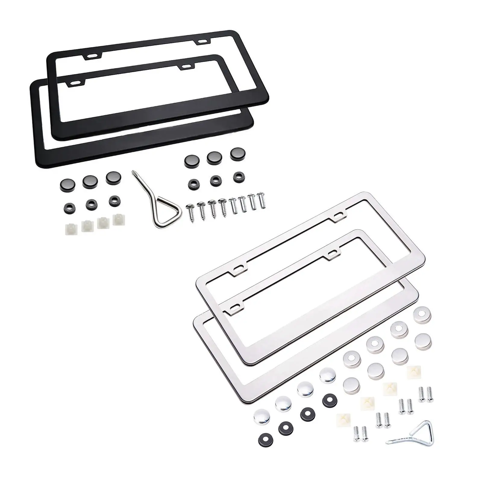

2Pcs Car License Plate Frame High Quality Auto Accessories with Fixing Screws License Plate Bracket for US Standard Plates