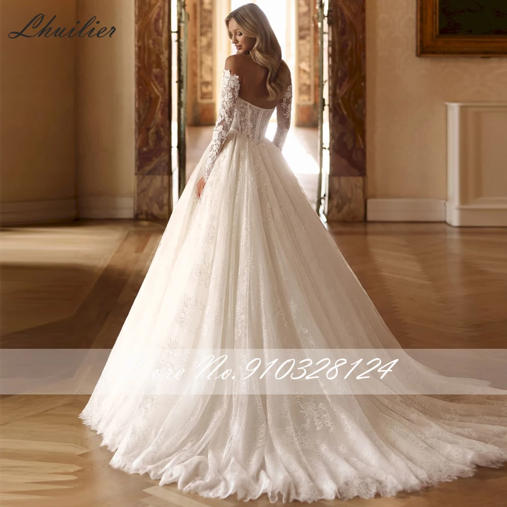 Lceland Poppy Customized A Line Lace Wedding Dresses Strapless Illusion Beaded Bridal Gowns with Removable Sleeves
