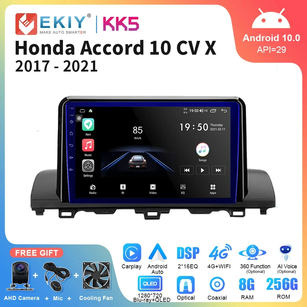 

EKIY KK5 Car Radio 2 Din Android For Honda Accord 10 CV X 2017-2021 Multimedia Player Navigation GPS Carplay Android Auto Stereo