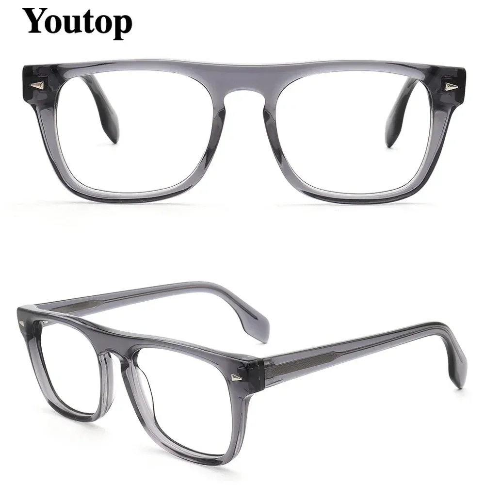 

80s Men Square Eyeglasses Oversize Women Glasses Frames Optical Eyewear Green Bulky Prescription Spectacles Modern Tortoise Grey