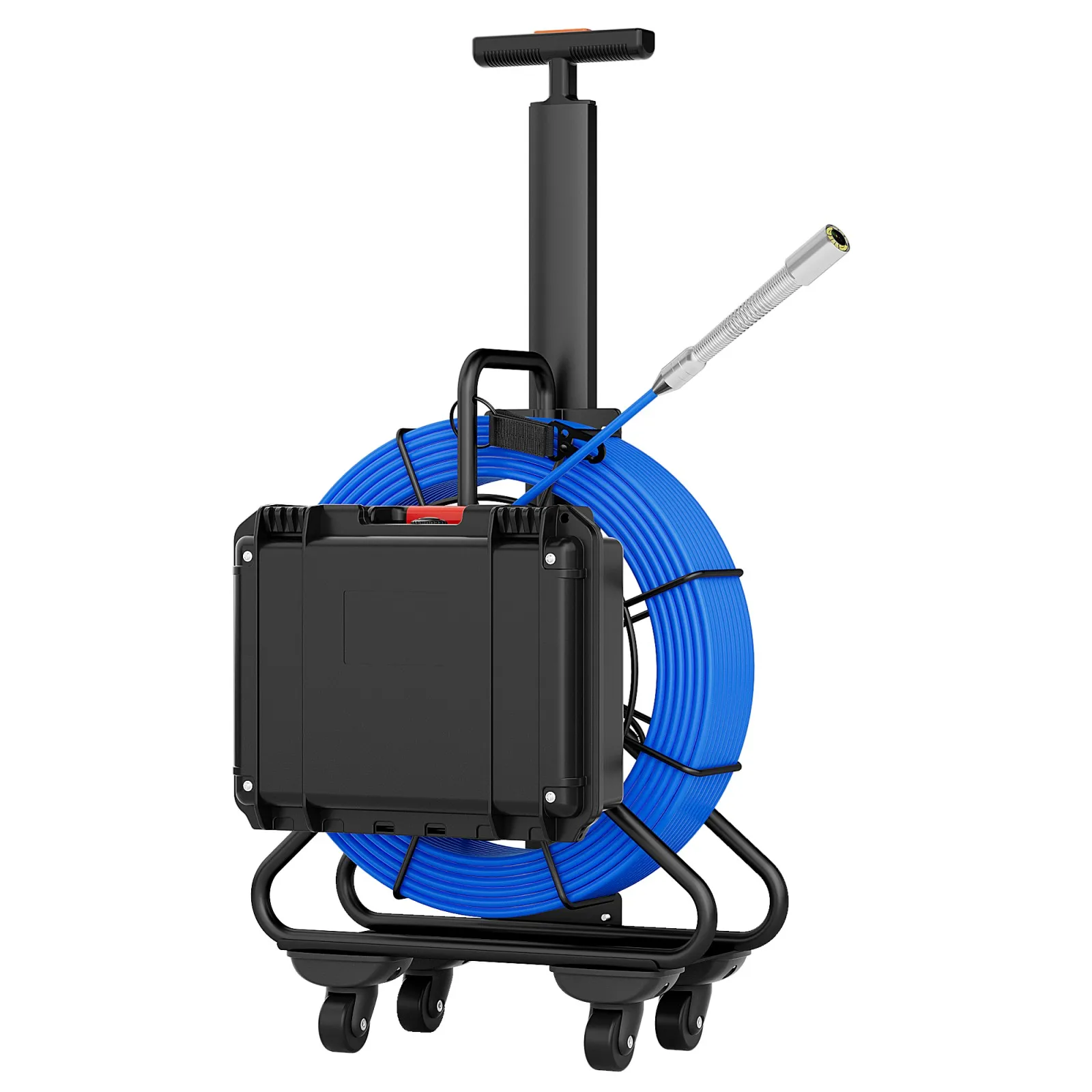 Portable Trolley Pull Rod 9" Pipe Inspection Camera 512HZ Self-leveling With Locator Meter Counter Sewer Industrial Endoscope