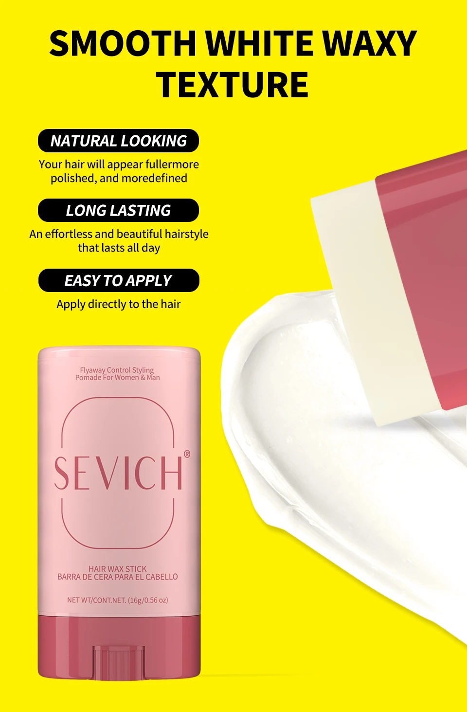 Professionelles Stylingwachs für Frauen, Anti-Frizz-Pomade, glättendes gebrochenes Haar, Schlamm, unordentliche Haare, Kontrollwachsstange für natürliche Perücken – Detail 3