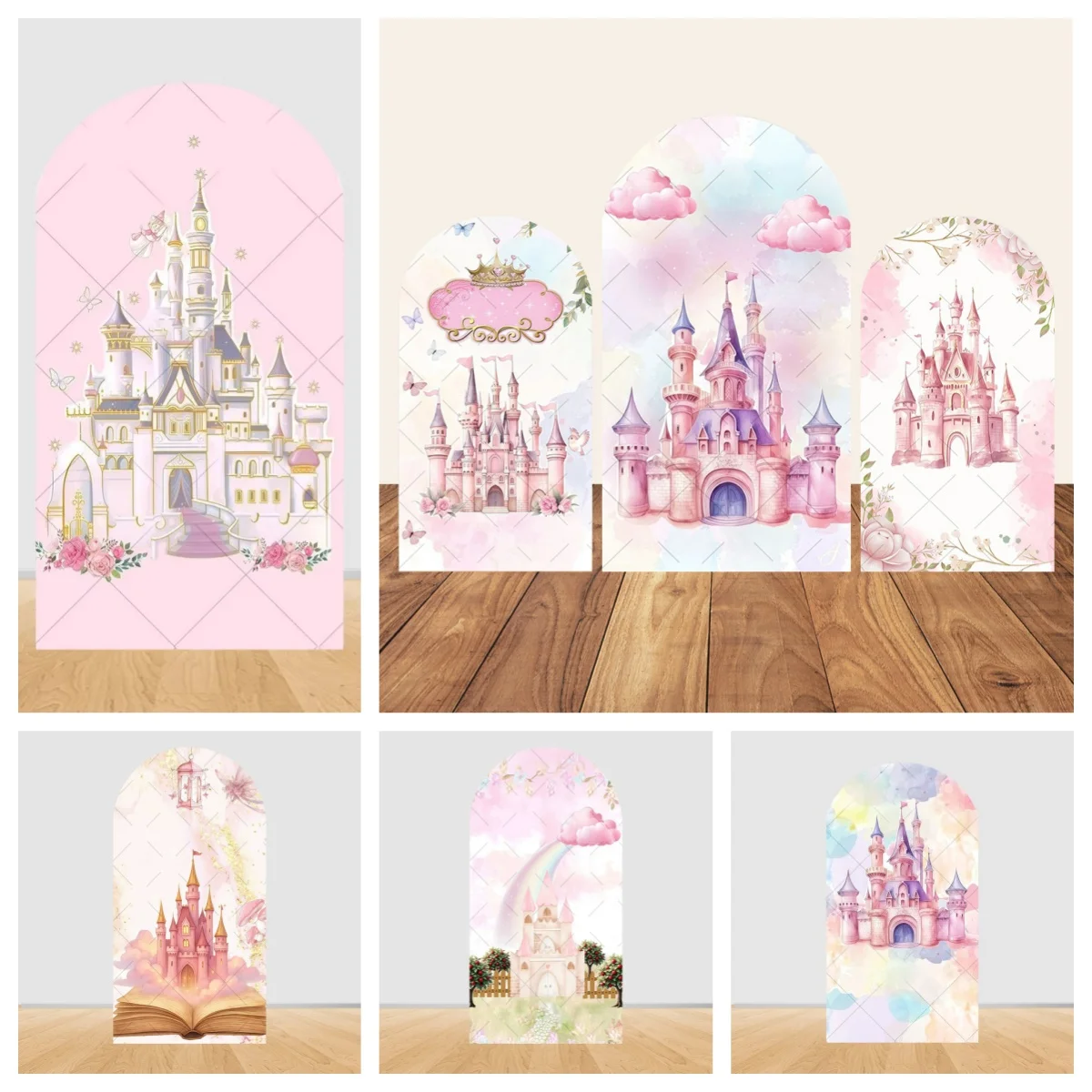 

Arch Backdrop Cover Princess Castle Pink Butterfly Kids Baby Shower Party Decor Studio Photography Background Wall Decoration