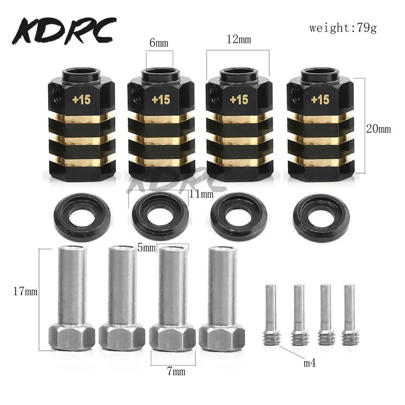 Adaptateur hexagonal de roue en laiton rapDuty, pièces de mise à niveau de voiture inoler RC TRAXXAS TRtage TRX6 1/10, 12mm, 8mm, 10mm, 15mm, 20mm, 4 pièces