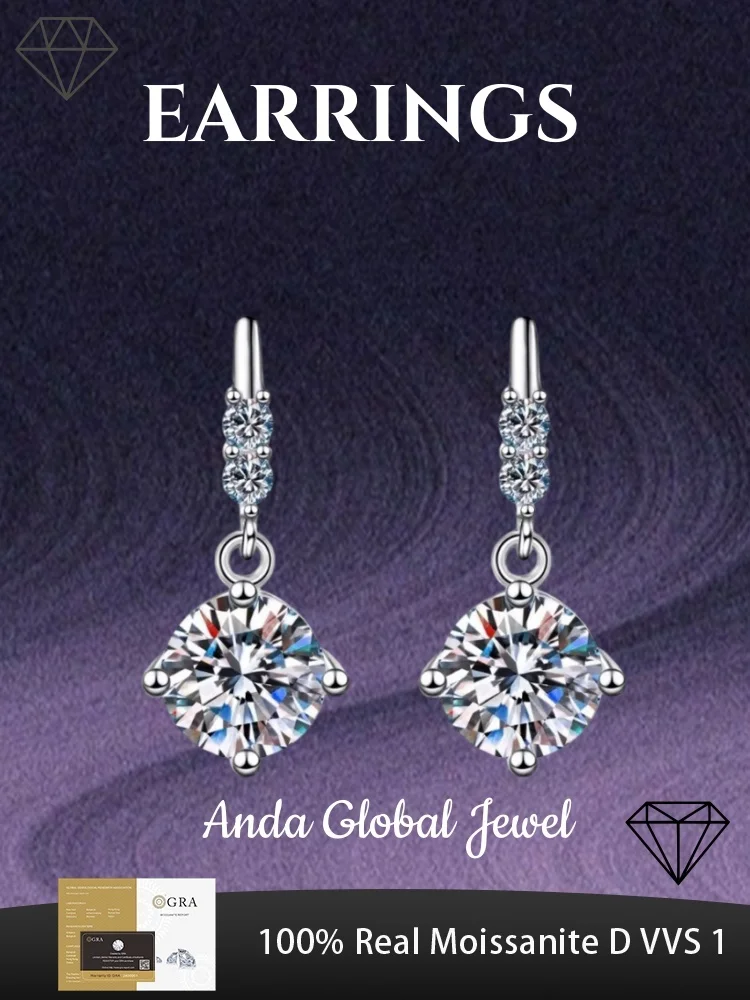 

Круглые серьги из стерлингового серебра 925 пробы с муассанитом GRA — это модные украшения, которые выглядят благородным образом и подходят для женщин, которые можно носить кольца