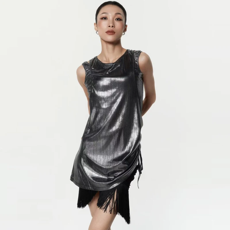 

Adults Silver Latin Dance Tops Sexy Backless Latin Dancing Top Women'S Samba Rumba Ballroom Dance Practice Clothes SL13102