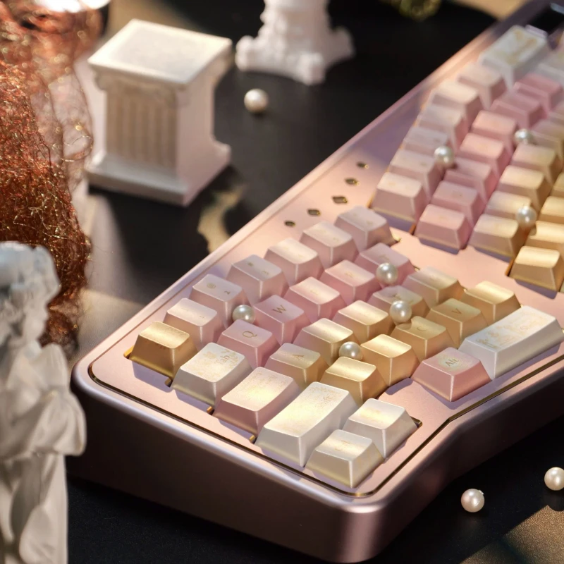 

Pink Gold Scale Keycaps Custom White Rose Gold Gradient Cherry Profile Key Cap Cute Cartoon Anime Point Key Caps for Gamers