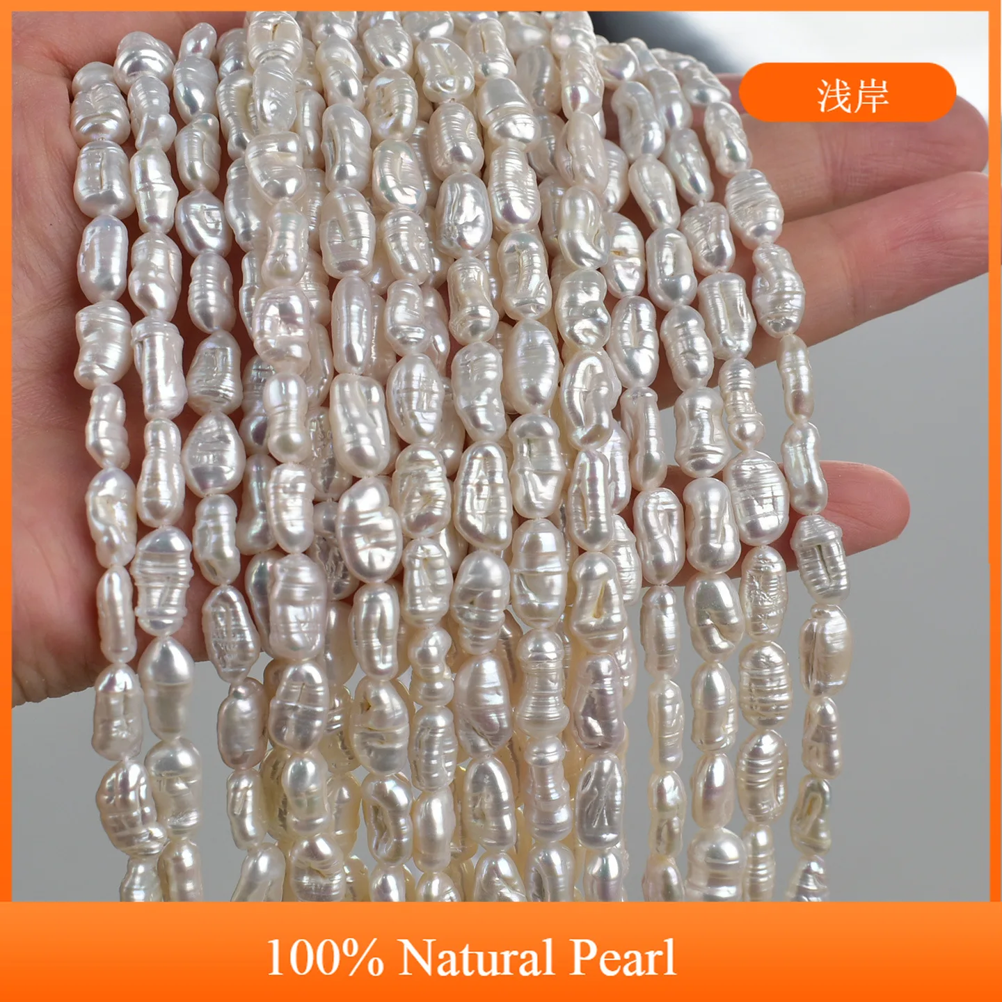 

6x10mm Baroque White Natural Freshwater Pearl Semi-Finished Pipa Beads for Jewelry Making DIY Necklace Bracelet Accessories 36cm