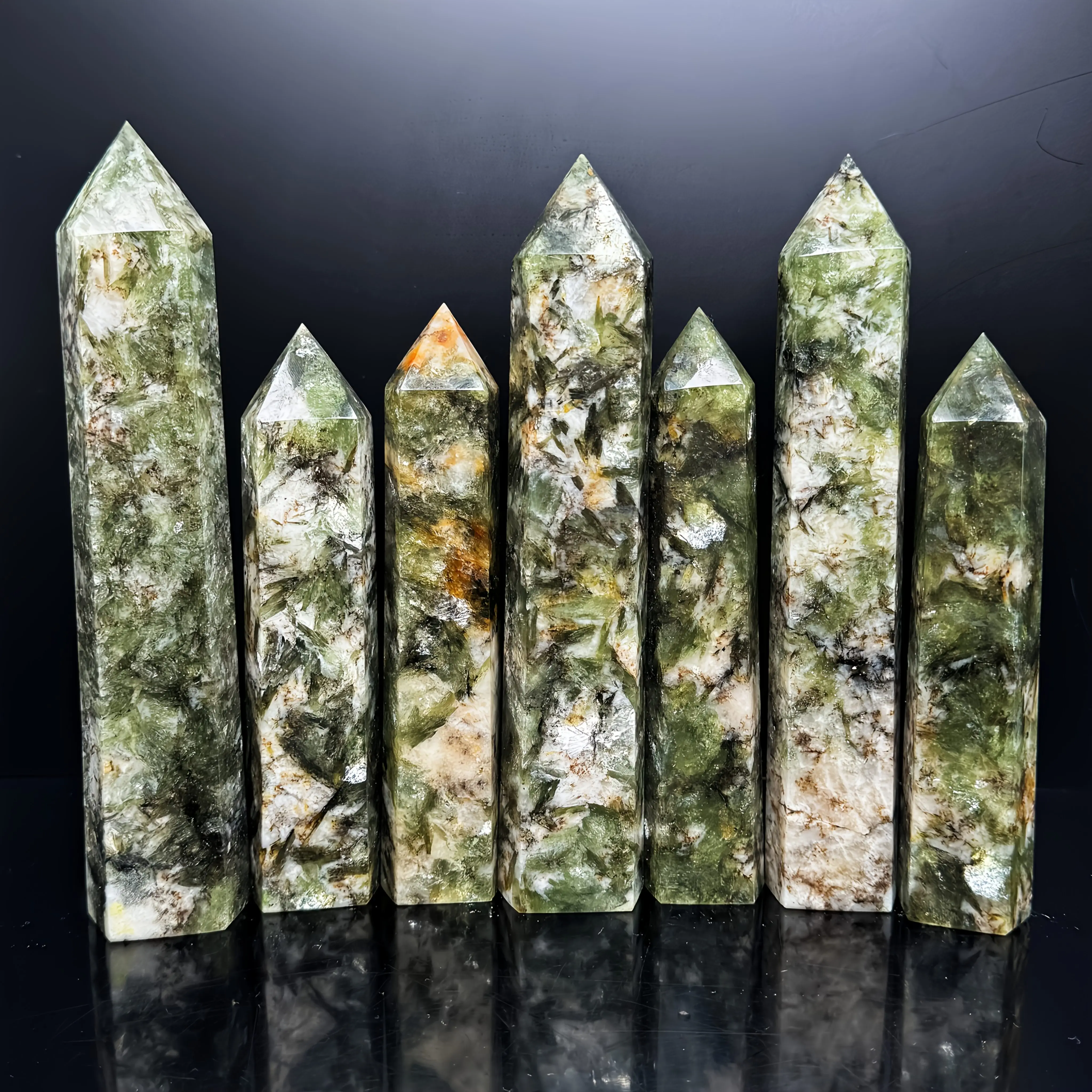 1pc Natural Mica Stone Pillar | Large Green Mineral Specimen with Natural Inclusions, Unique Natural Stone