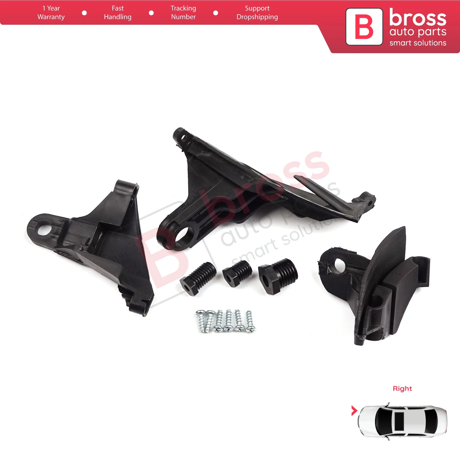 BHL17 Headlight Headlamp Brackets Holder Tabs Repair Set Right Side A2118201414 for Mercedes E Class W211 S211 2002-2009