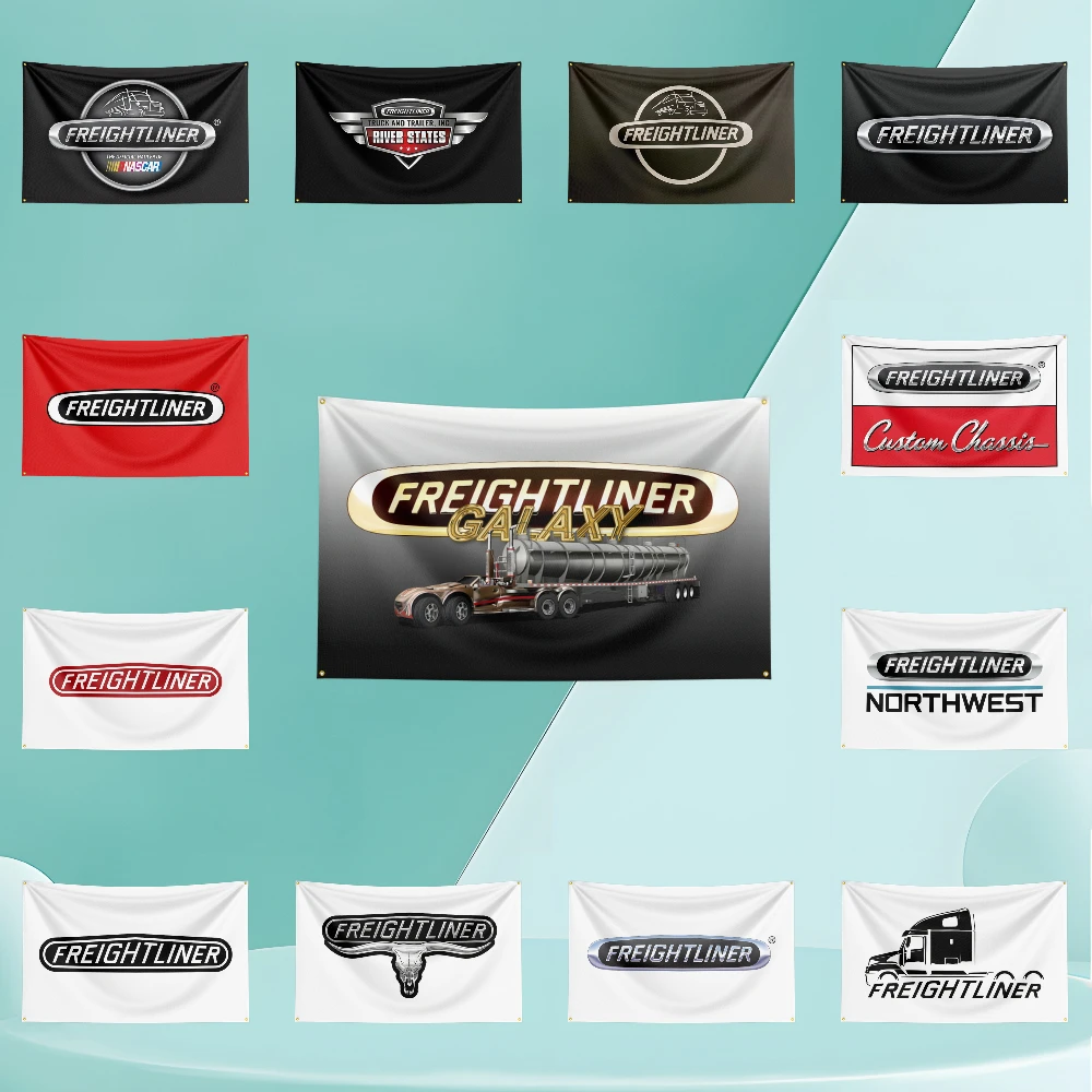 F-freightliner Car Flag Banner  Polyester  HD Printing Exhibition, Racing, Car Fans, Porch, Garage Decor