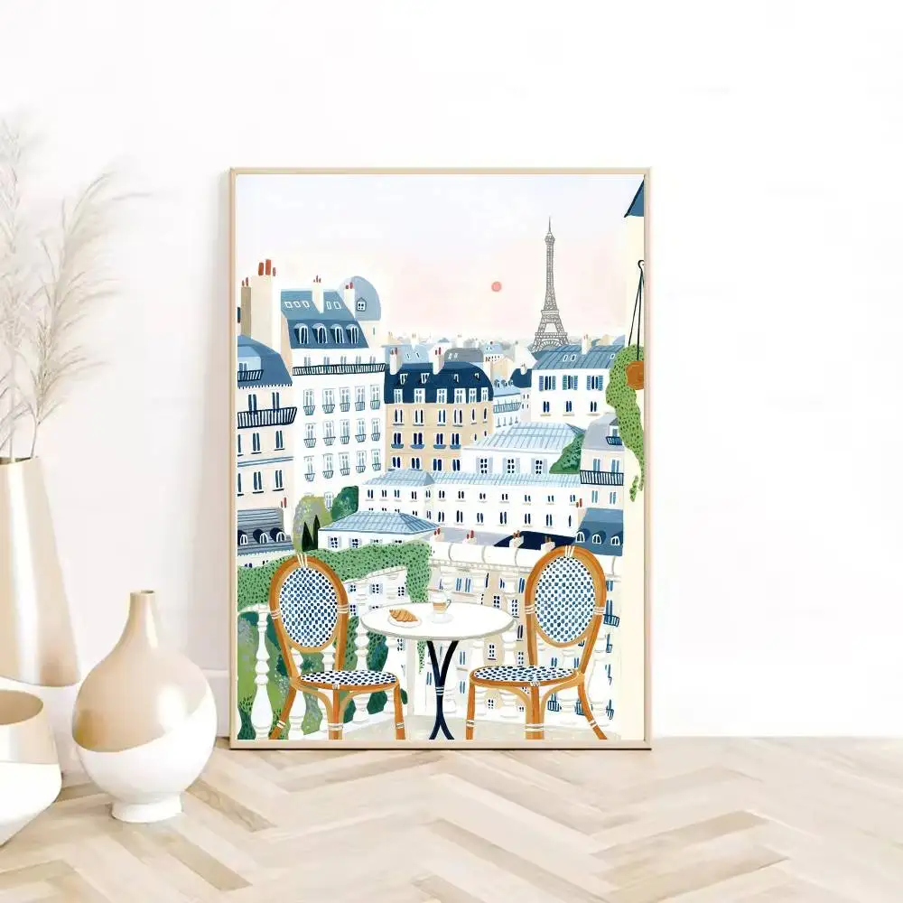 بسيطة الشمال مدينة نمط اللوحة-ملصق فني HD لزجة الجدار مقاوم للماء غرفة المعيشة المنزلي غرفة نوم النوم بار الديكور الجمالي #4