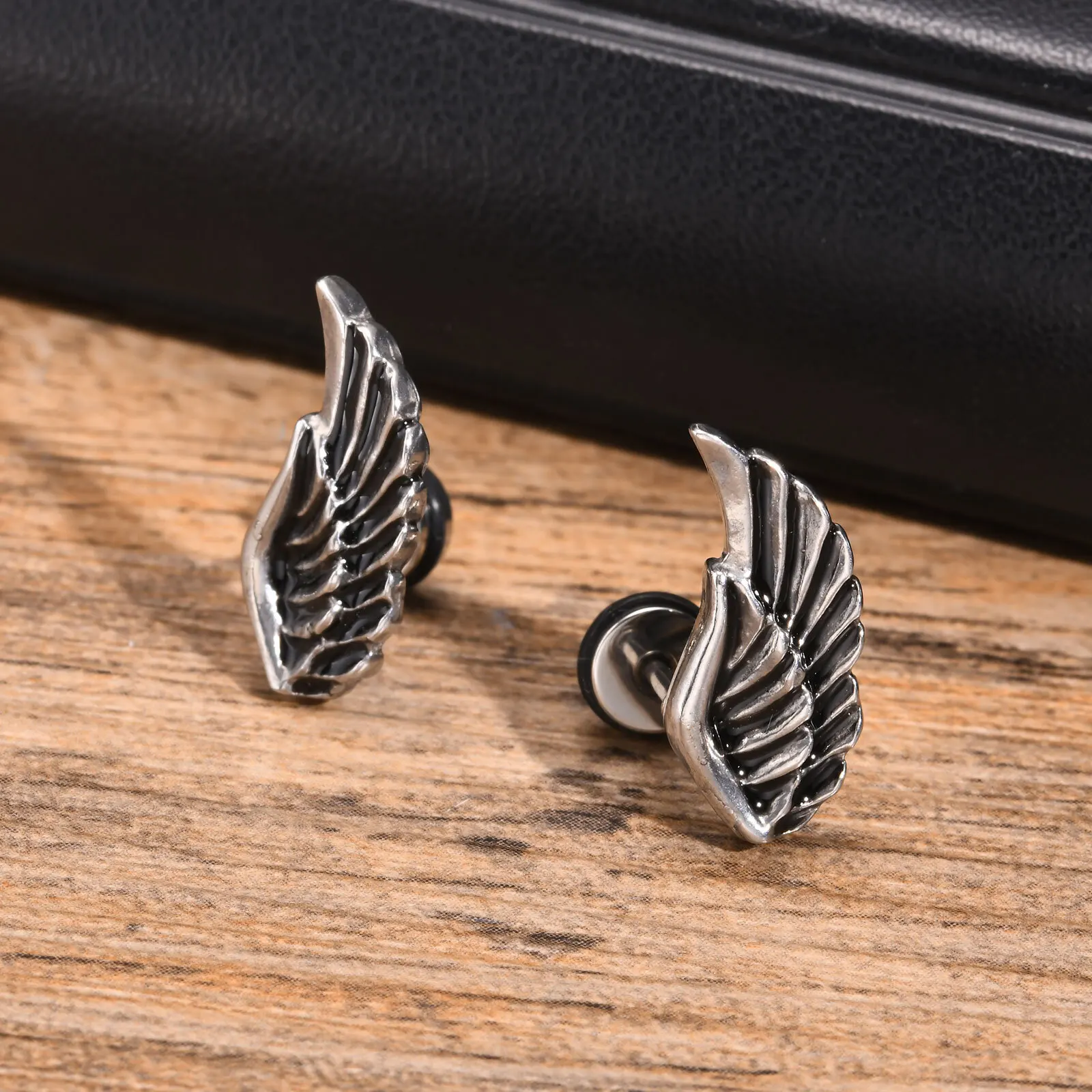 Retro Grey Stud Earrings for Men Boys,Anti Allergy Stainless Steel Ear Studs,Rock Punk Jewelry Anniversary Birthday Gifts