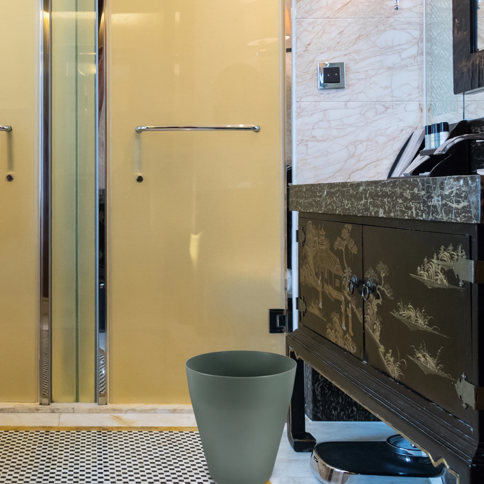 

2pcs Open Trash Can Plastic Garbage Bin Kitchen Bathroom Office Small Green Waste Bucket Household Rubbish Holder