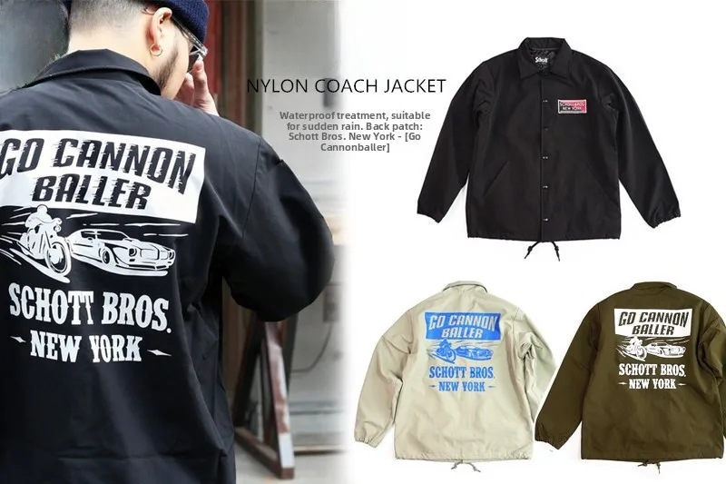 Original SCHOTT Jaet Spezielle Wasserdichte Stehkragen-Jacke mit Langen Ärmeln, Frühjahrskollektion 2024, Japanischer Stil