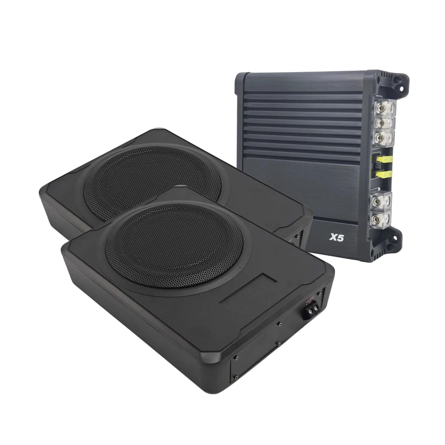 Car Audio Upgrade Kit Dual Ultra Thin Subwoofers and Mono Amplifier Aluminum Alloy Shell Complete Audio Wiring Easy Installation