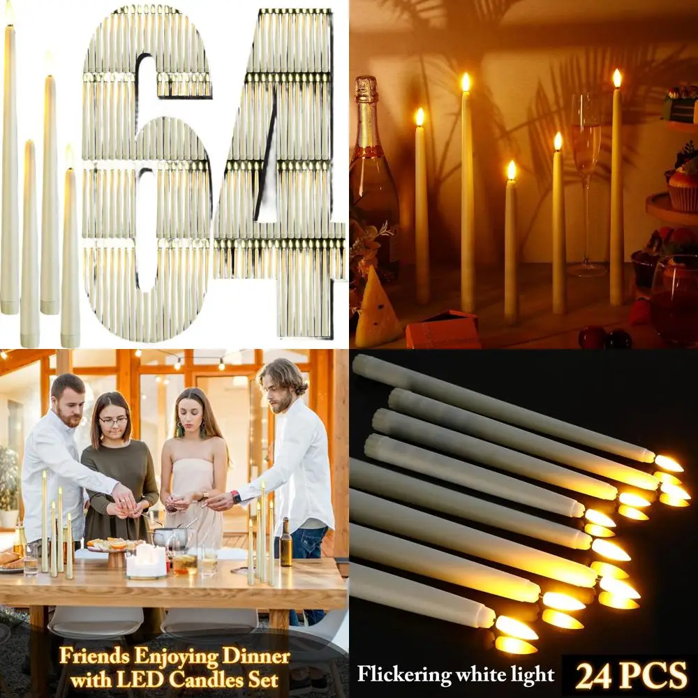 

Светодиодные свечи на батарейках, 4 размера: 8.5, 9.65, 10.83, 12.8 - Идеально подходят для Рождества, свадеб, церкви, Хэллоуина (цвет слоновой кости)