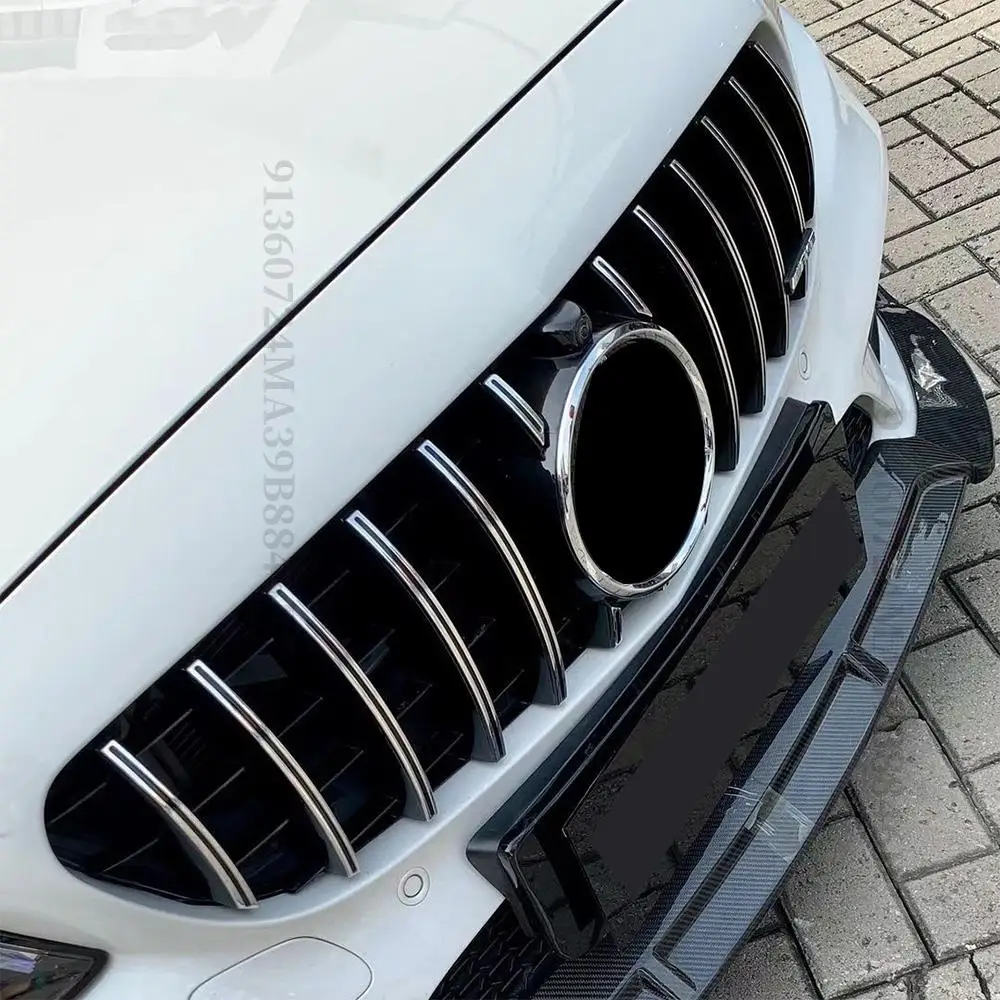 Front Grille Bumper Grill GT Style For Mercedes W205 Benz C S205 C205 2014-2021 C260 C250 C180 C200 C300 Sport Tuning Refit