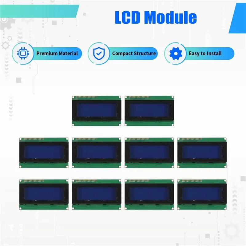 For Arduino For Raspberry Pi Compatible LCD2004 2004 LCD Module 2004 20X4 Character Display IIC I2C Interface 10PCS Blue Screen