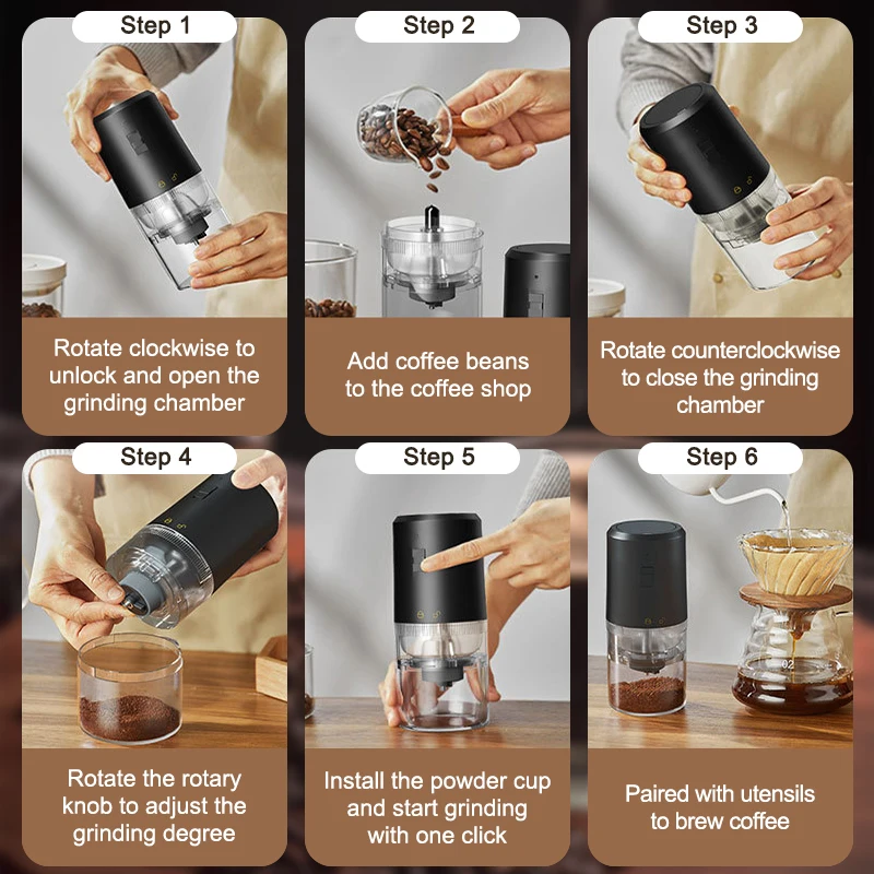 Portable Electric Coffee Grinder USB Charge Ceramic Grinding Core Professional Coffee Beans Mill Grinder Kitchen Machines