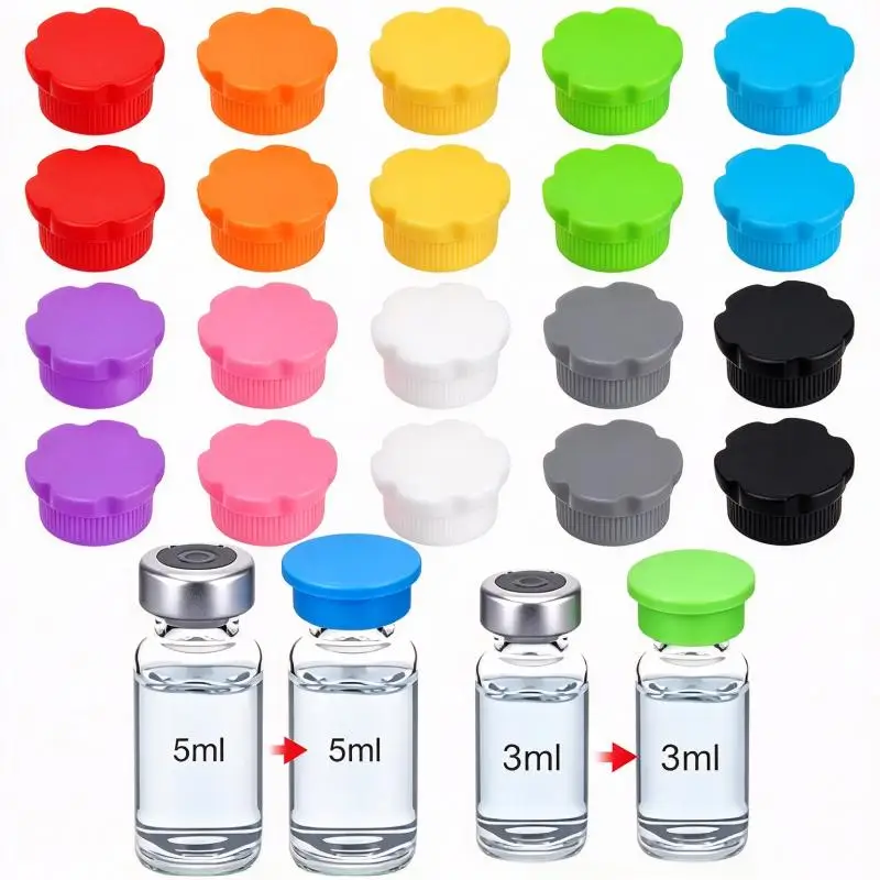 8Pcs/Set Silicone Peptide Vial Protective Caps, Reusable Dust-Resistant Lids for Insulin Bottles