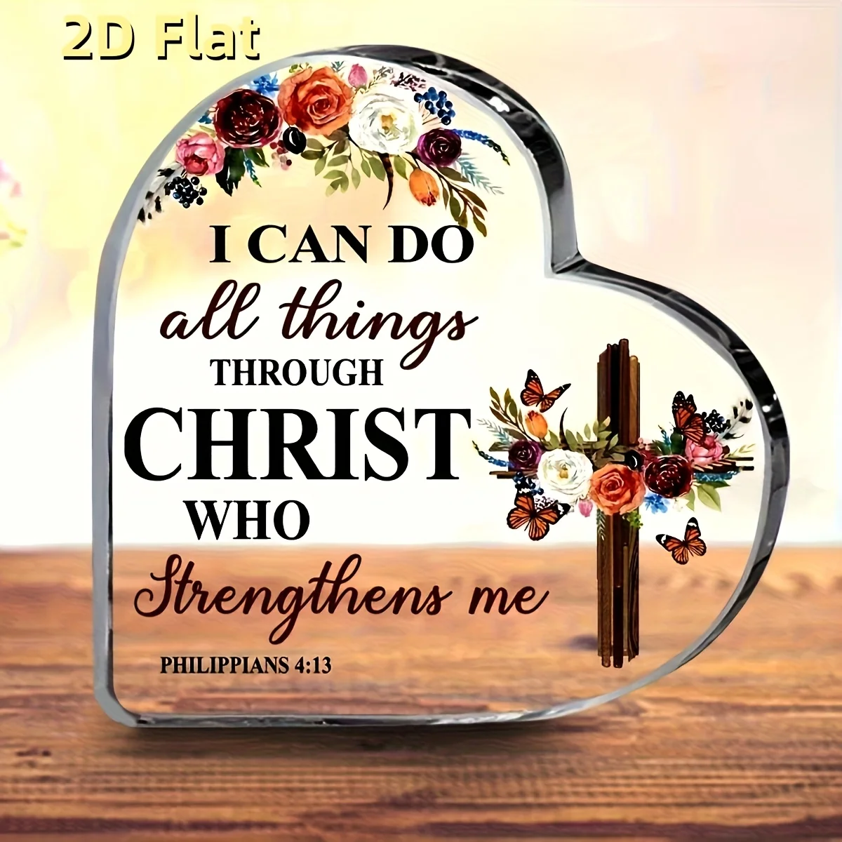 CIFBUY Acrylic Heart Desk Decor 4x4 Inch Positive Affirmation Sign for Women Office Bedroom Motivational Inspirational Gift Home