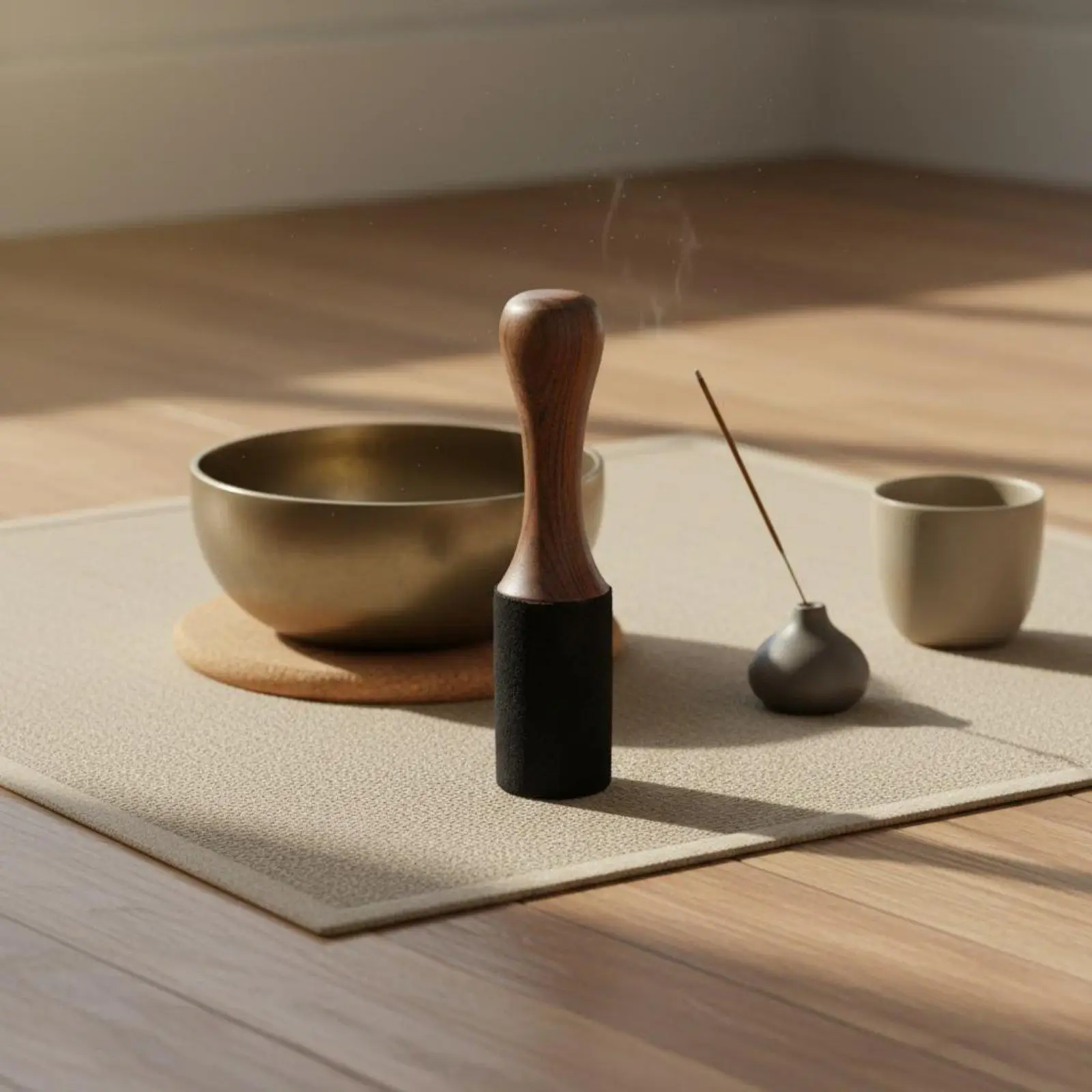 Yoga Sound Therapy Singing Bowl Mallet Peach Wood Suede Tip Meditation Beater for Relaxation Practitioners