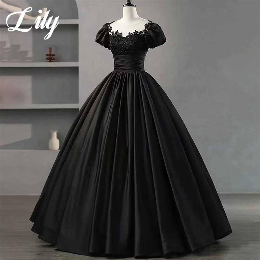 

Lily Black A-Line Sexy Prom Dress Stain Pleat Celebrity Dress Lace Evening Dresses Sweetheart Regular Sleeve Formal Gown 프롬 드레스