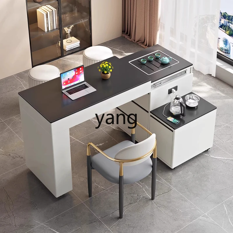 

TGF rock slab tea table and chair modern simple balcony tea table rotatable and retractable mobile small tea table