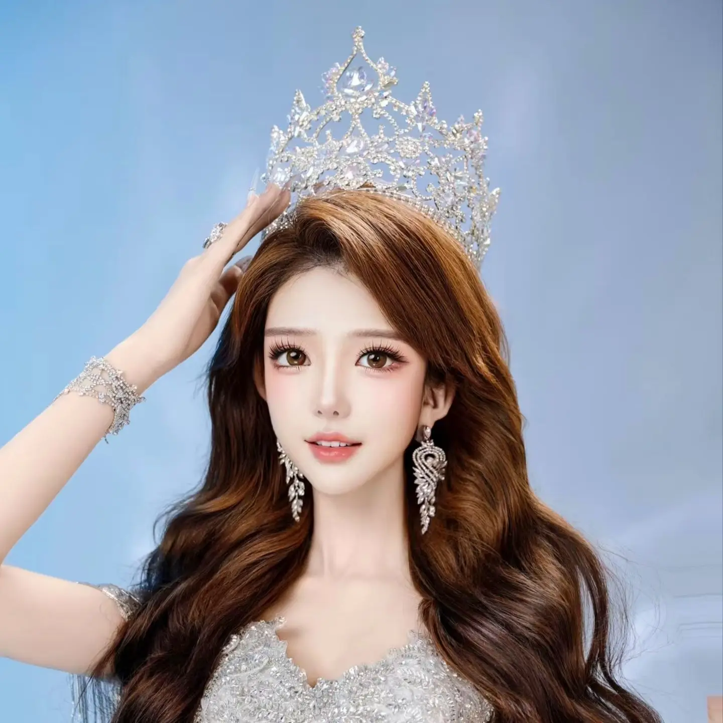 Thai Style Beauty Pageant Large Hair Crown Hair Accessories Runway Shows Miss Universe Queen Pageant Tiaras Head Accessory