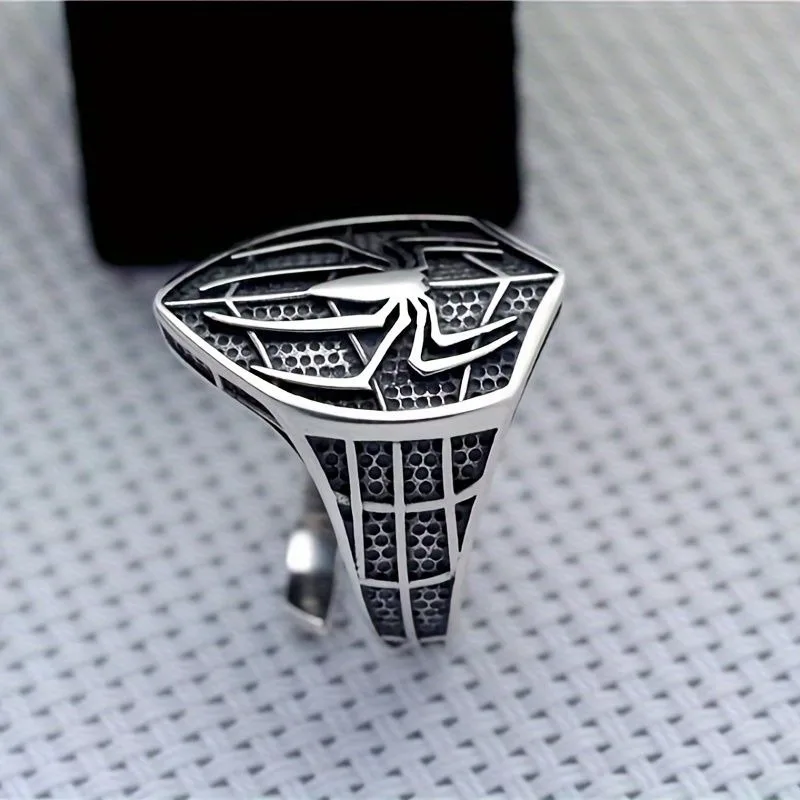 Marvel Avengers anime peripheral punk trend spider opening adjustable ring men's street hip-hop fashion cool jewelry boy gift