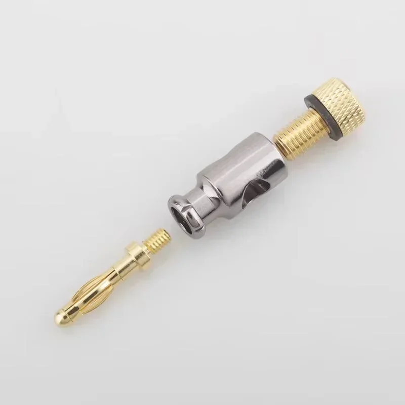 2Pcs Gold Plated Brass 4mm Banana Plug Connector Mic Audio Video Sound Speaker Adapter 4mm Banana Connectors