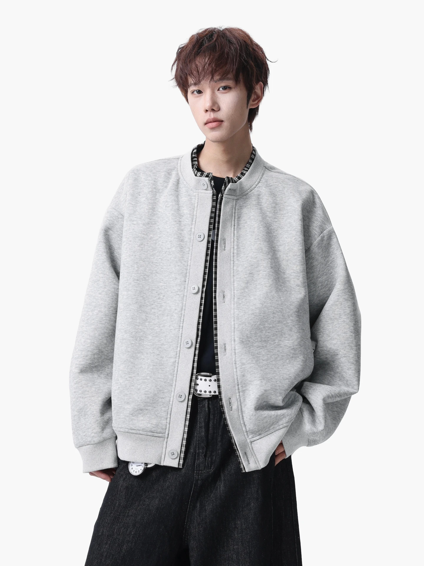 Retro Plaid Loose Men's Hoodie Cardigan Spring Trendy Brand Couple's Outerwear Youthful Wear Resistant Long Sve Cotton Pol...