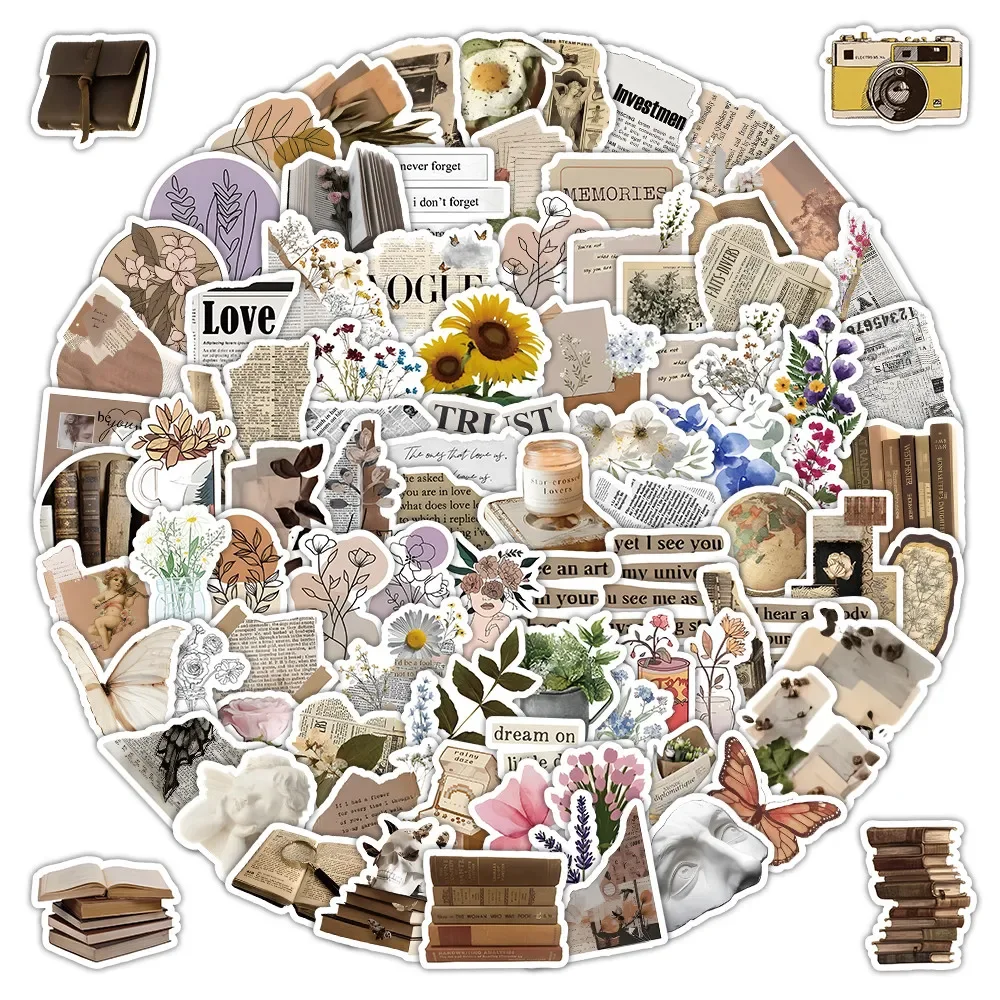 Vintage Retro Decorative Stickers 100 Sheets for Journal Diary Planner DIY Craft Stationery Anime Worlds Store