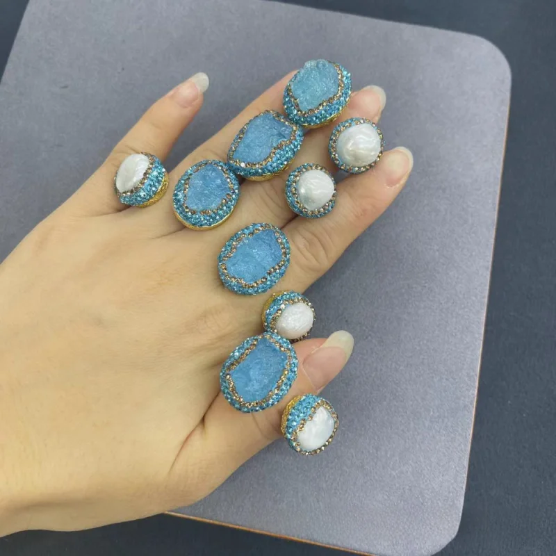 

Natural Navy Blue Gemstone Pearl Women'S Ring, Light Luxury Trend Original Design, Simple And Exquisite Jewelry