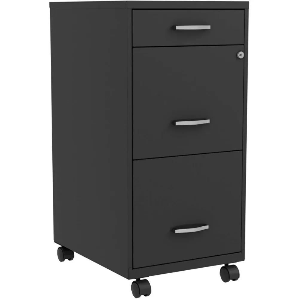 

LYS SOHO Box/File/File 3-Drawer Mobile File Cabinet, Black