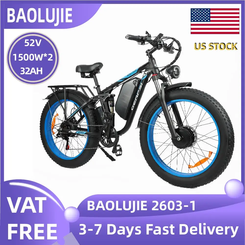 

BAOLUJIE 2603 3000W Motor Electric bicycle 48V25Ah-52V32Ah battery City Commuter Electric Bike 26inch tireall terrain E-bike