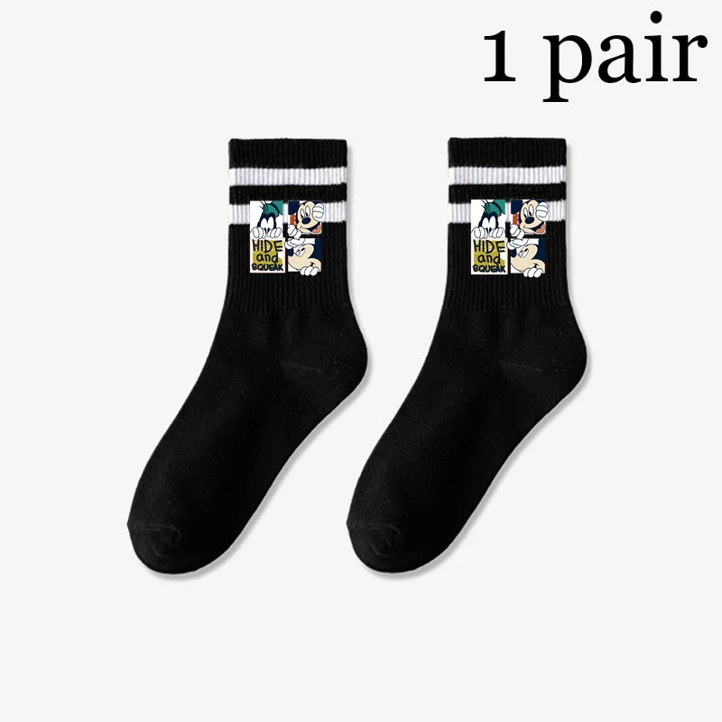 Mickey Minnie Mouse 1 Pair Women\'s Printed Ankle Socks Comfort Spring Autumn Socks Medium Tube Sock Kawaii Girls\' Short Socks