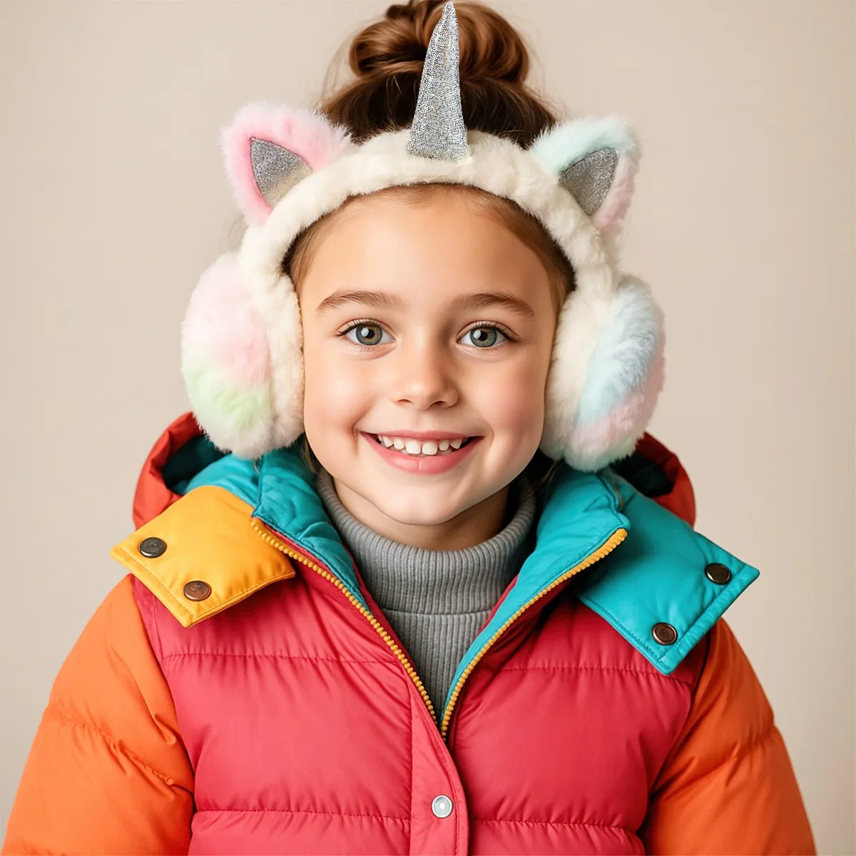 Cute Unicorn Cat Ear Earmuffs Plush Fur Headband Ear Warmers for Women and Kids Fluffy Earflaps for Winter Cycling