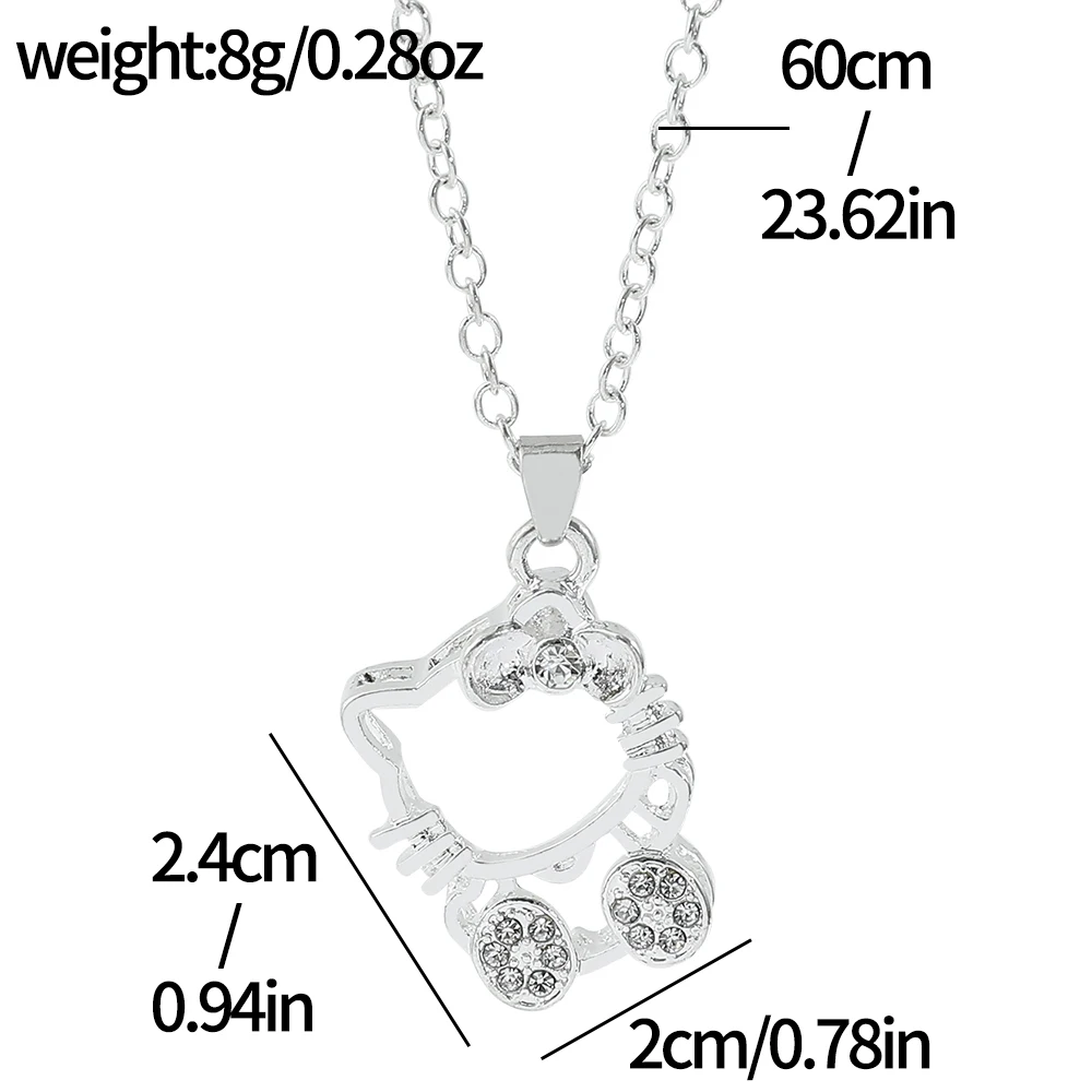 Sanrio Hello Kitty Pendant Necklace Girls Jewelry Cute Clavicle Chain  Women's Rhinestone Necklace  Gift