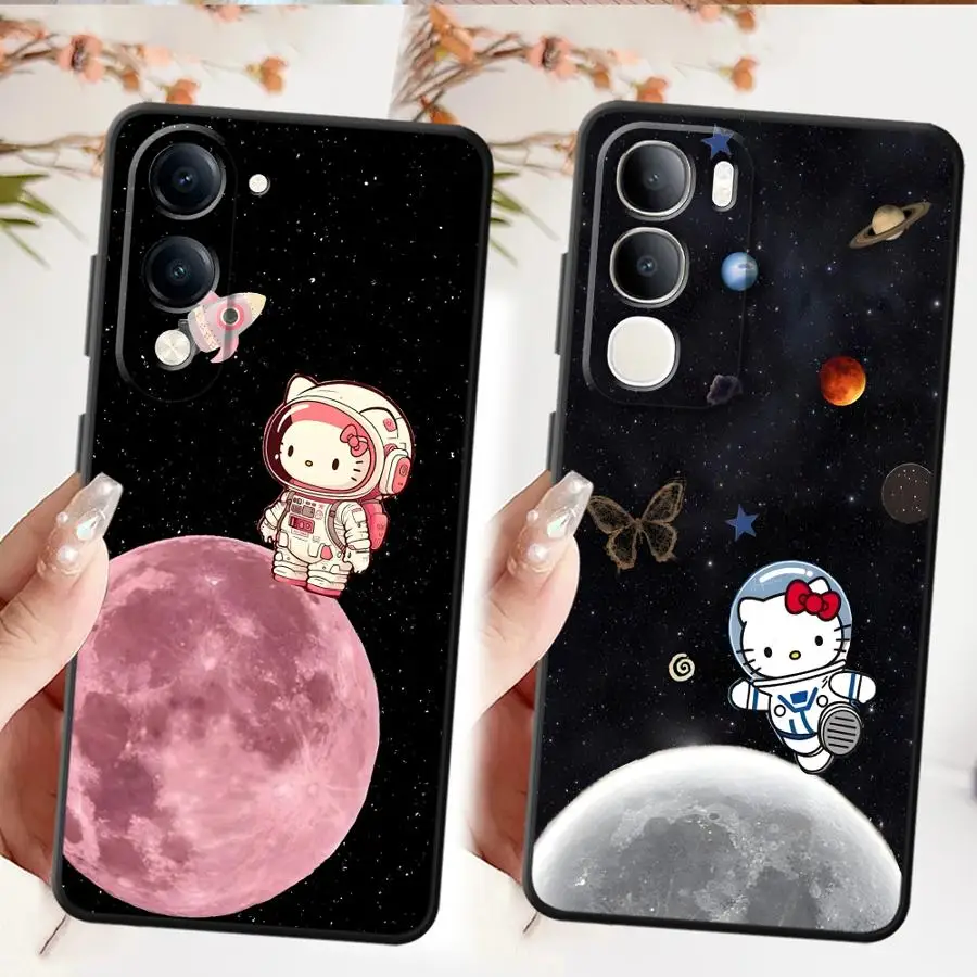 Case for Vivo Y71 Y91 V27 V21E V23 Y52S Y93 V25 V30 Y75 Y81 Y53S Y50 Y95 Y51S Y78 V29 Soft Back Phone Cover Cartoon Cat Hello