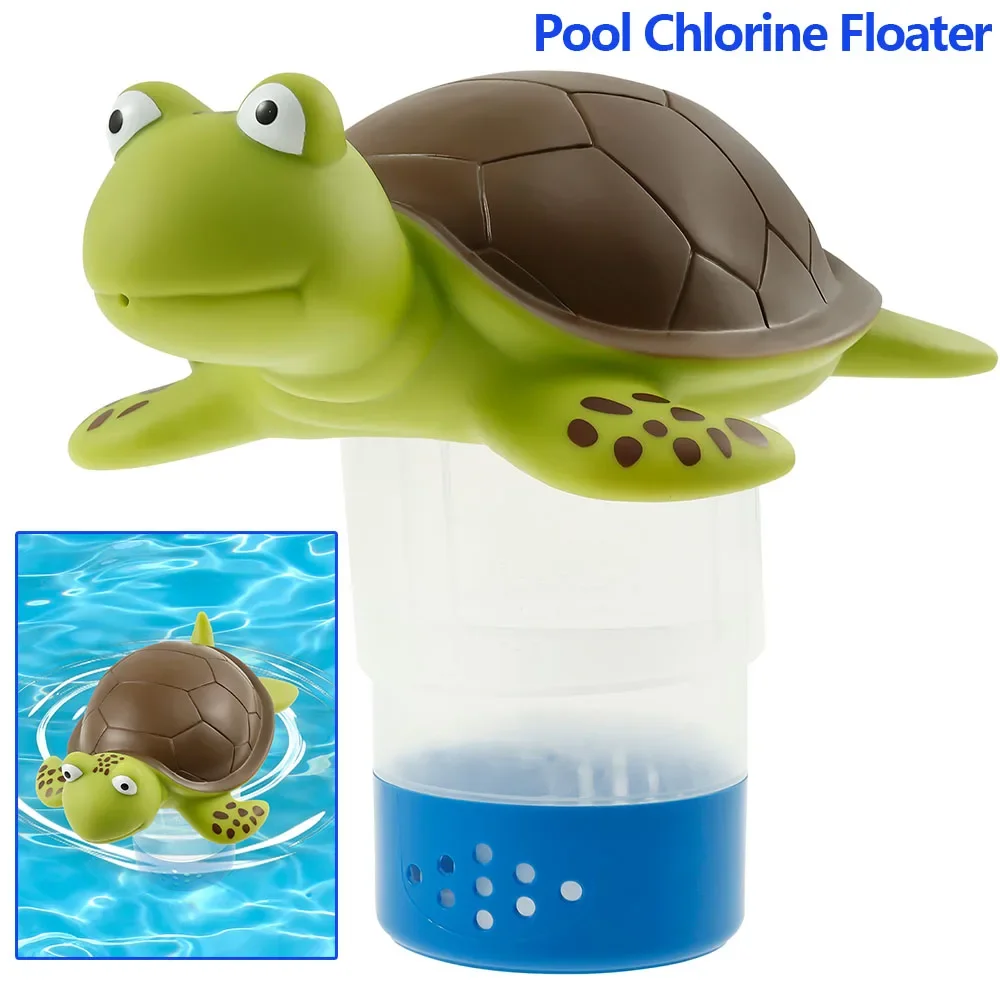 Flotador de cloro para piscina, dispensador de cloro flotante de plástico de gran capacidad, clorador de tortuga ajustable, suministros de limpieza de piscinas