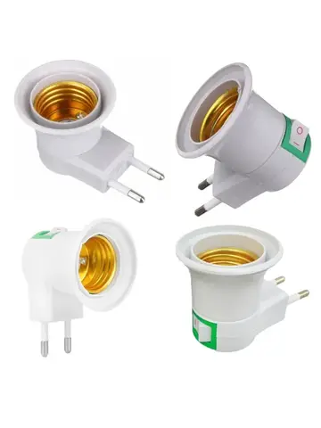 1 Pcs E27 Light Lamp Bulbs Socket Base Holder with Switch  EU/US Plug Adapter ON/OFF Standard Screw-in Socket Outlet Converter