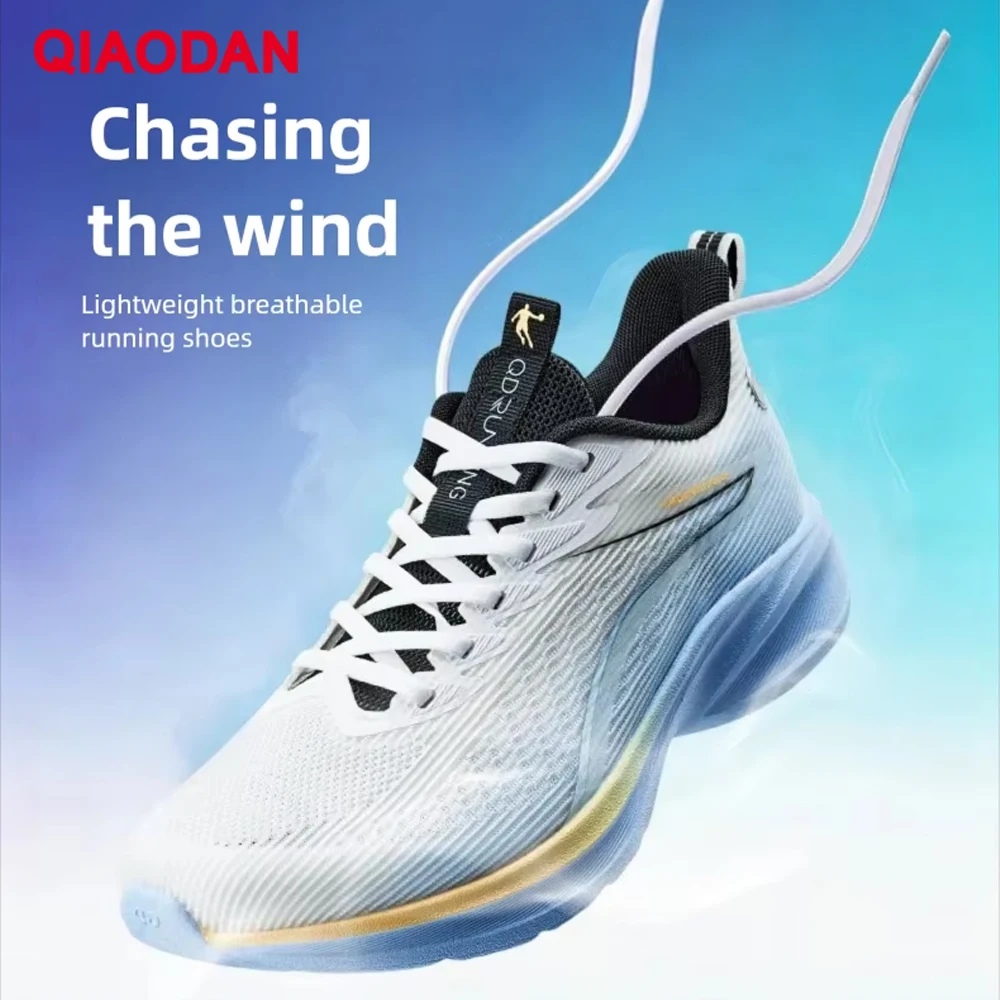 QIAODAN Wind Chasing Running Shoes Men Mesh Breathable Shock Absorption Lightweight Soft Sole Comfortable Sneakers QXB023262223R